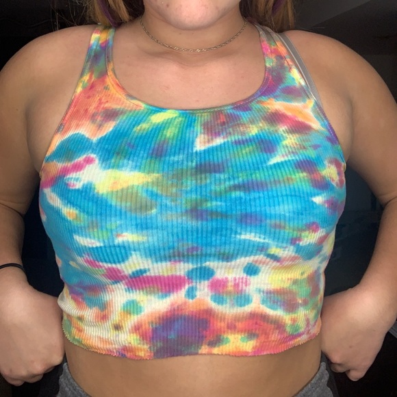 MULTI COLORED TIE DYE CROP TOP - Picture 7 of 7